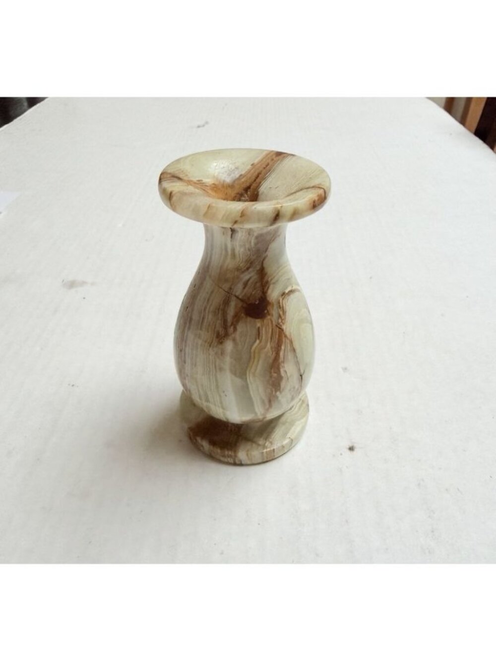 Vintage Banded Onyx‎ Stone Bud Vase Mini Flower Decor Gift